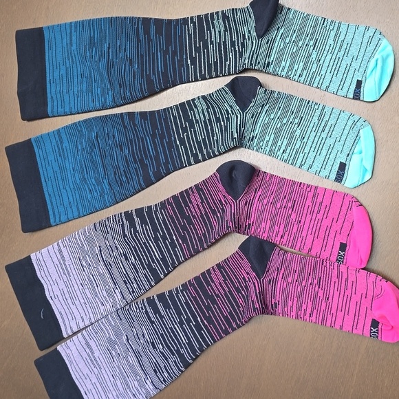 LEVSOX Gradient Pink & Blue Men's Socks Compression Sz L Set Of 2 Pairs - Picture 1 of 5